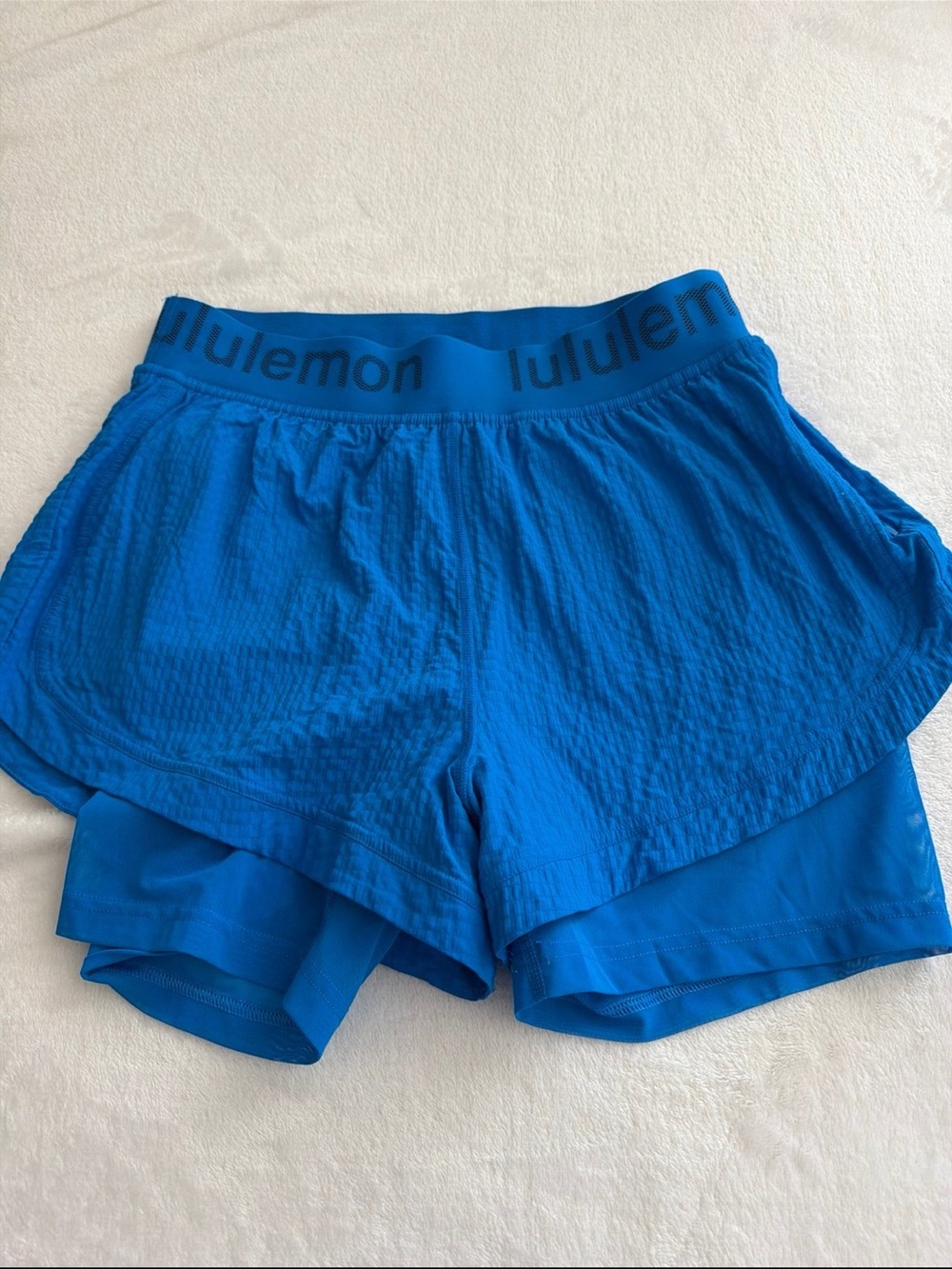lululemon athletica Blue Women's Run/Training Shorts - Two-Layer Design